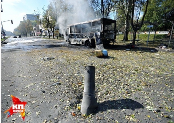 Взорванная маршрутка в Донецке Донецк обстреляли из установки залпового огня - очевидцы
