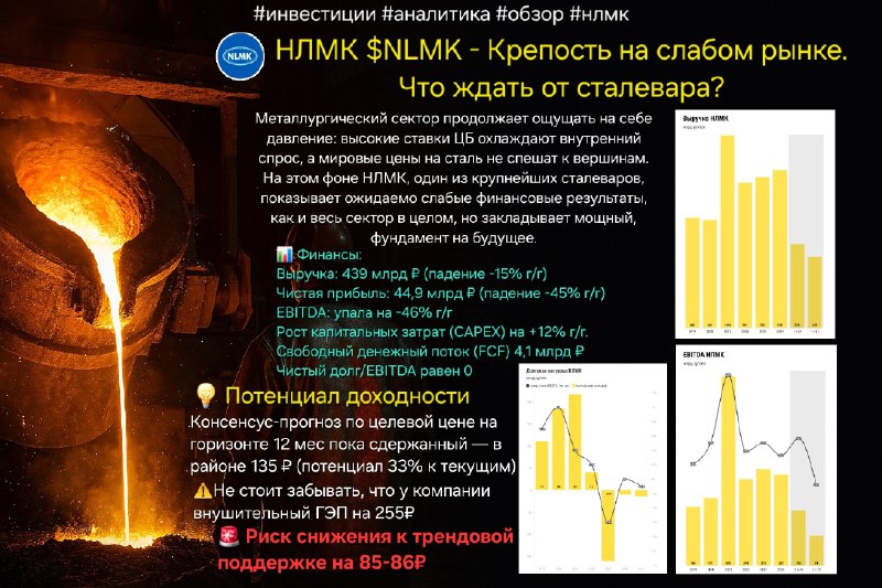 НЛМК NLMK - Крепость на слабом рынке. Что ждать от сталевара?