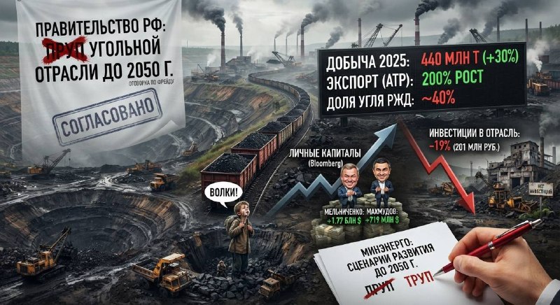 В правительство на финальной стадии согласования зашел проект поддержки. угольной отрасли до 2050 года ПРУП