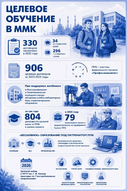 ММК выстраивает систему целевого обучения так, чтобы будущие специалисты ещё во время учёбы получали реальный опыт и знакомились с производством