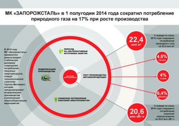 Запорожсталь существенно сократила потребление природного газа