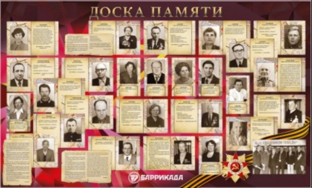 ПО «Баррикада» создало «Доску Памяти» в честь 75-летия Победы ПО «Баррикада» создало «Доску Памяти» в честь 75-летия Победы